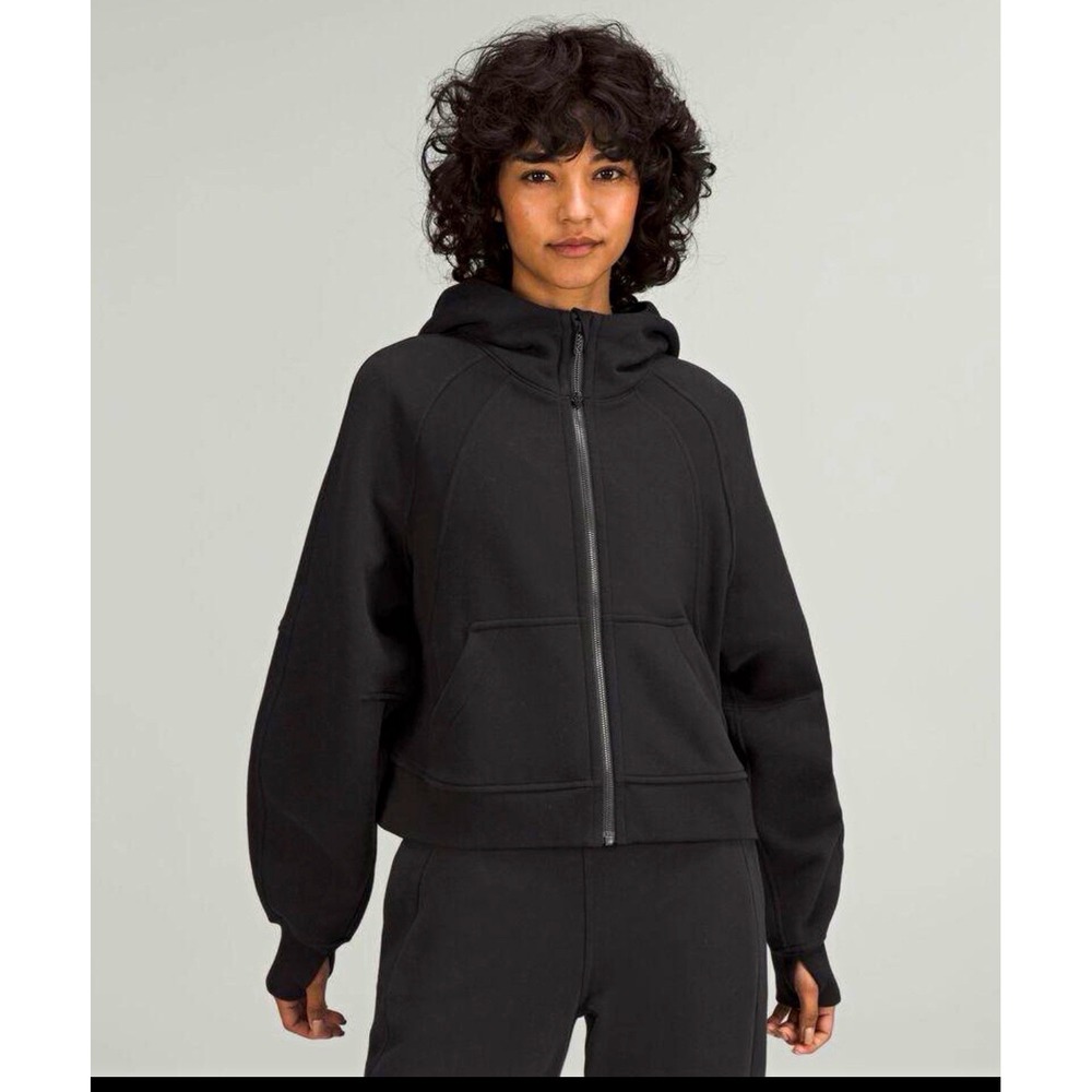 Lululemon Scuba Oversized Full Zip Hoodie Women M/L Black Cropped Fleece